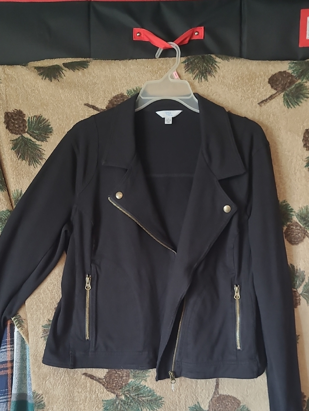 Time and Tru Black Asymmetrical Zip Moto Jacket